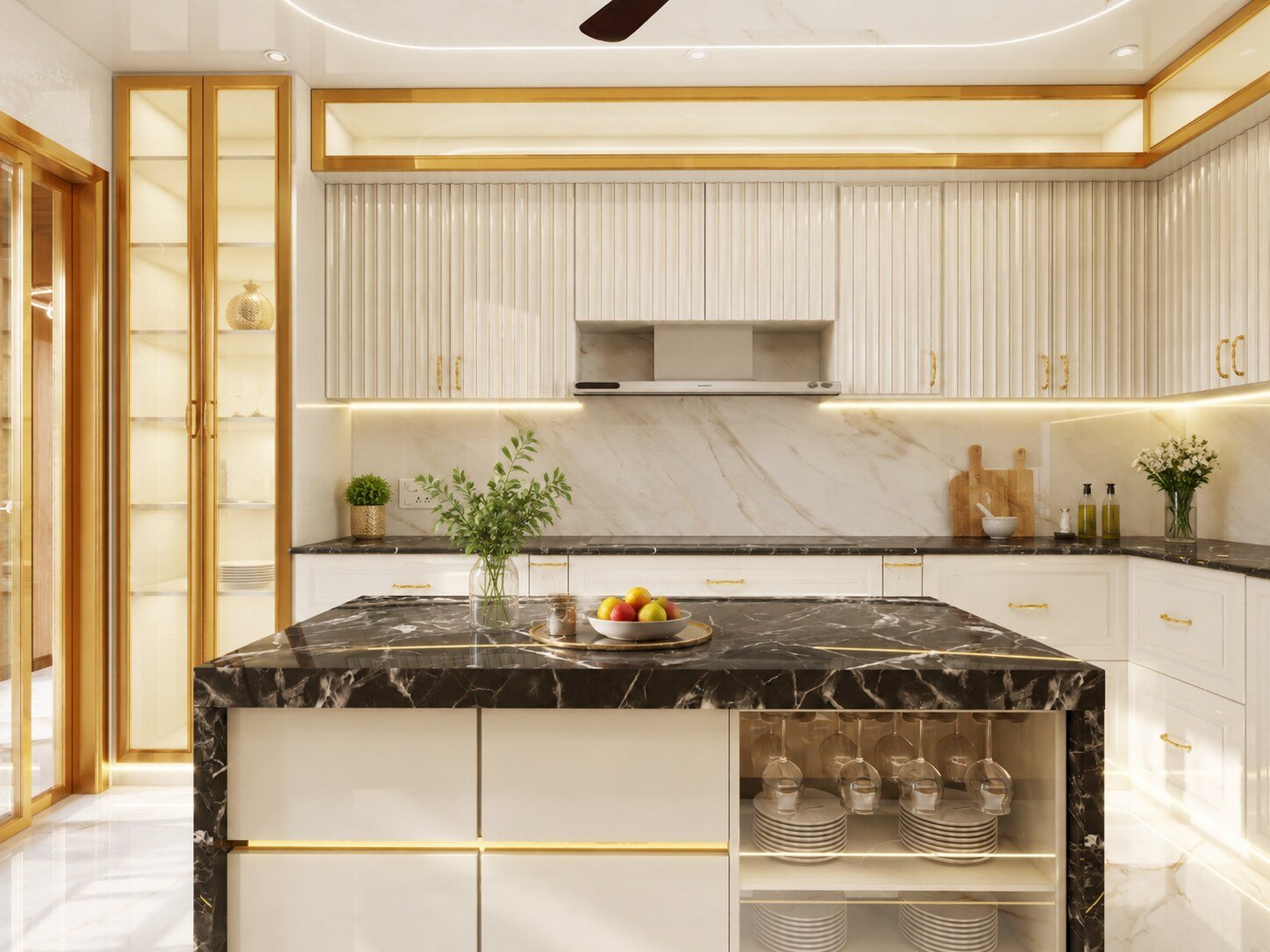 Duplex render - kitchen island