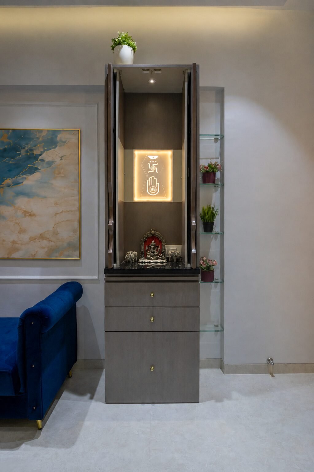 Contemporary home - Mandir unit